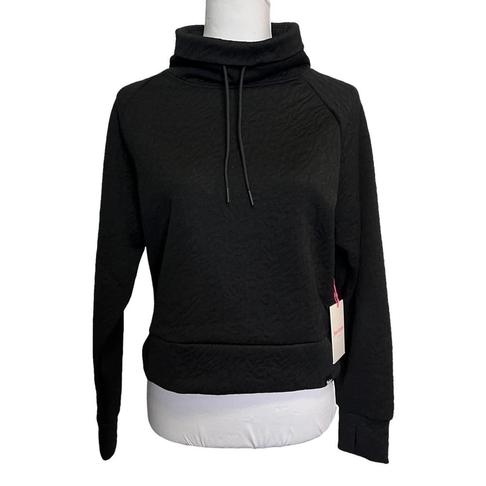 Juicy Couture‎ Sweatshirt Womens Small NWT Quilted Funnel Neck Black Gorpcore